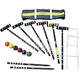 Harvil 6-Player Croquet Set with Poly-Resin Balls, 30-inch Rubber Wood Mallets, Stake Posts, Metal Wickets and Carrying Case.