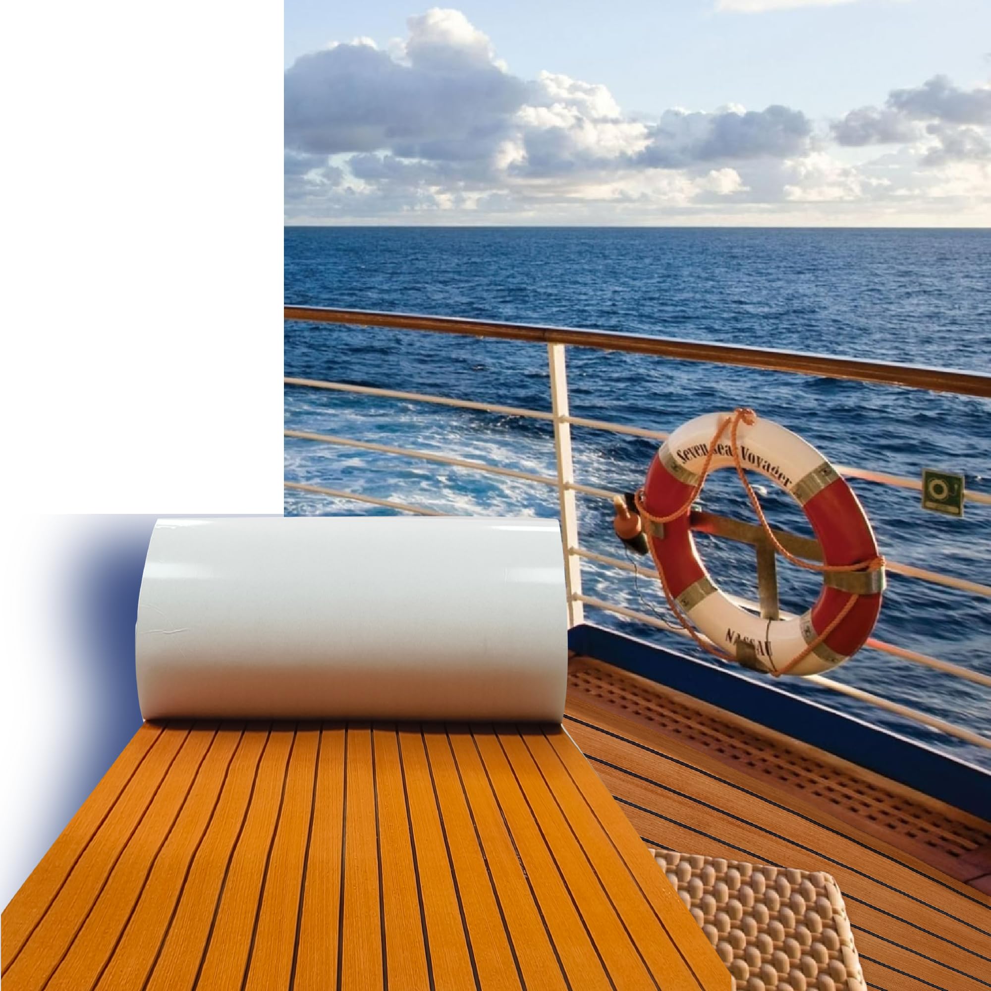 Marine Foam Vloeren Mat, TOTMOX Marine Vloeren Faux Teak EVA Foam Boot Jacht Decking Sheet voor Surfplank Boot Jacht, Antislip Tapijt Decking Pad 240X 5,7x0,6 cm