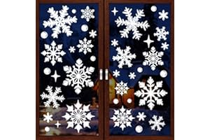 SIONOIUR 137pcs Christmas Snowflake Window Clings Decals, Realistic Extra Large White Crystal Snowflakes Stickers Decorations for Holiday Celebration Merry Christmas Party Winter Frozen Ornaments