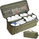 QISVVE First Aid Bag Empty Pill Box Organizer,Tactical Medical Bag Case,Portable EDC Travel Medicine Pill Bottle Organizer (Green)