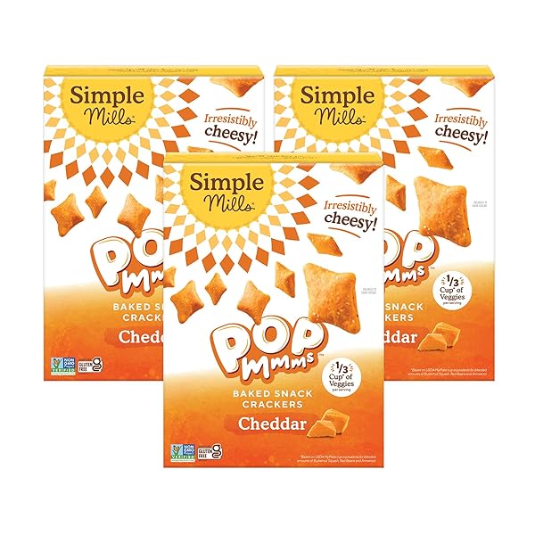 SIMPLE MILLS POP MMMS CHEDDAR BAKED SNACK CRACKERS,...