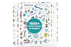 SHOPARR Planner Stickers - 12 Monthly Calendar Stickers for Celebrations, Office Accessories for Women, Planner Sticker for Festival Events, Holidays (14 Sheets, 1500+ Sticker Per Pack)