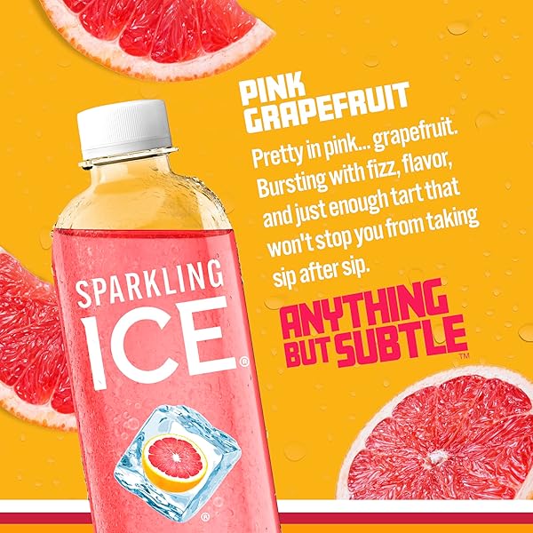SPARKLING ICE, PINK GRAPEFRUIT SPARKLING WATER, ZERO SUGAR FLAVORED WATER, WITH ANTIOXIDANTS AND VITAMINS, ZERO SUGAR, 17 FL OZ BOTTLES (PACK OF 12)