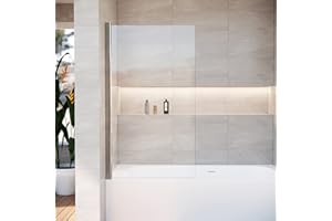 HTLOTUS Shower Door Swing Bathtub Screen,30 *W x 55*H in Bathtub Shower,Bathroom Door with Bottom Seal,Liftable and Foldable Glass Door,Rectangular Bathtub Screen Polished Chrome