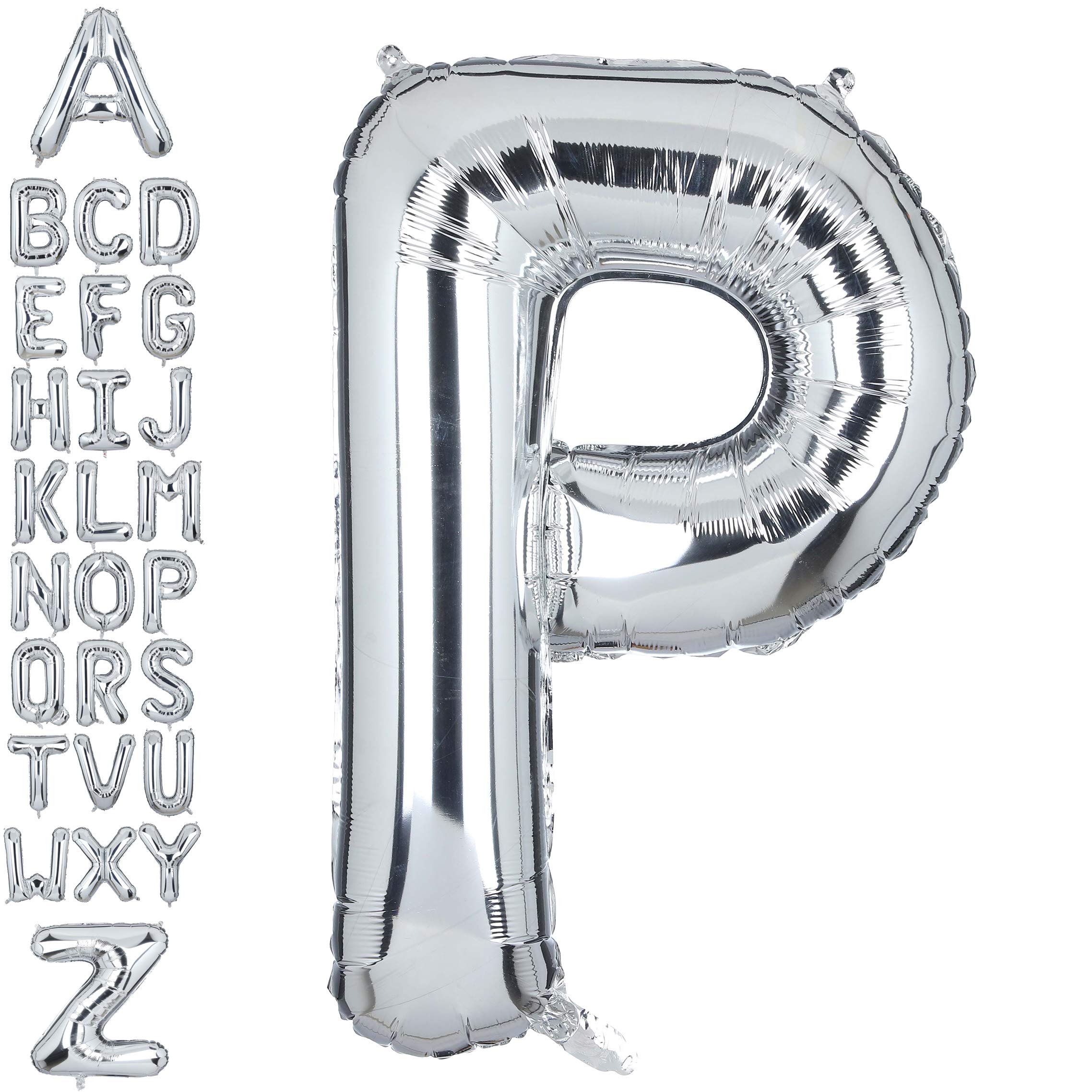 40 Inch Giant Silver Letter P Foil Helium Balloons Big Single Mylar Balloon Birthday Party Decoration Supply Baby Shower (Silver P)