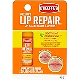 O'Keeffe's Lip Repair Balm, 8 Hour Hydration, Citrus Infused with Aloeboost, Soothes Dry Cracked Lips, 0.15 oz, Pack of 1