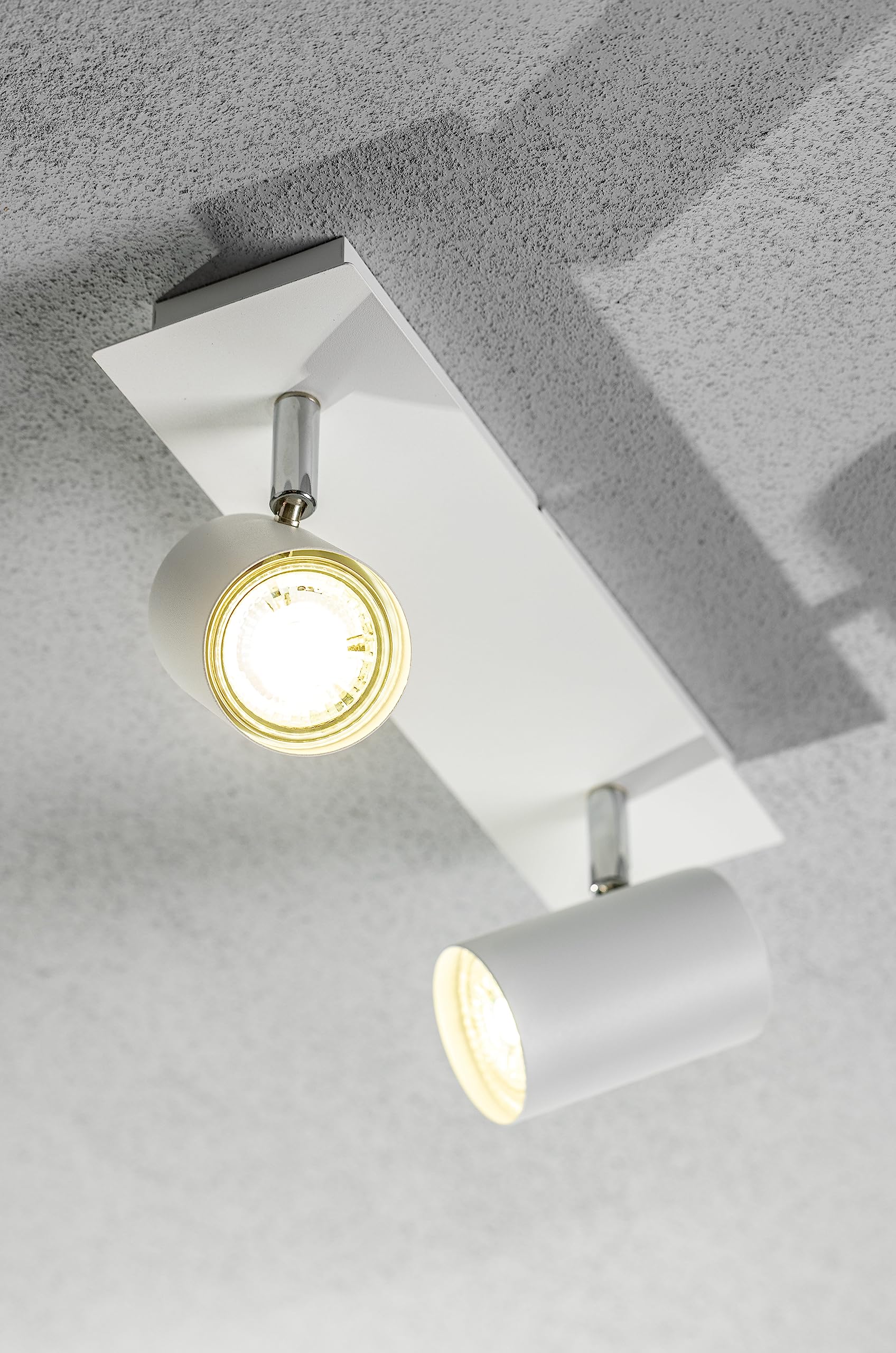 CGC Lighting Indoor Ceiling Wall Spots LED GU10 Spotlight Bar Light Two Adjustable Heads (White, Double)