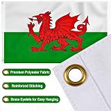 SHATCHI 5ft x 3ft Wales Welsh Dragon Flag Polyester with 2 Eyelets view 7