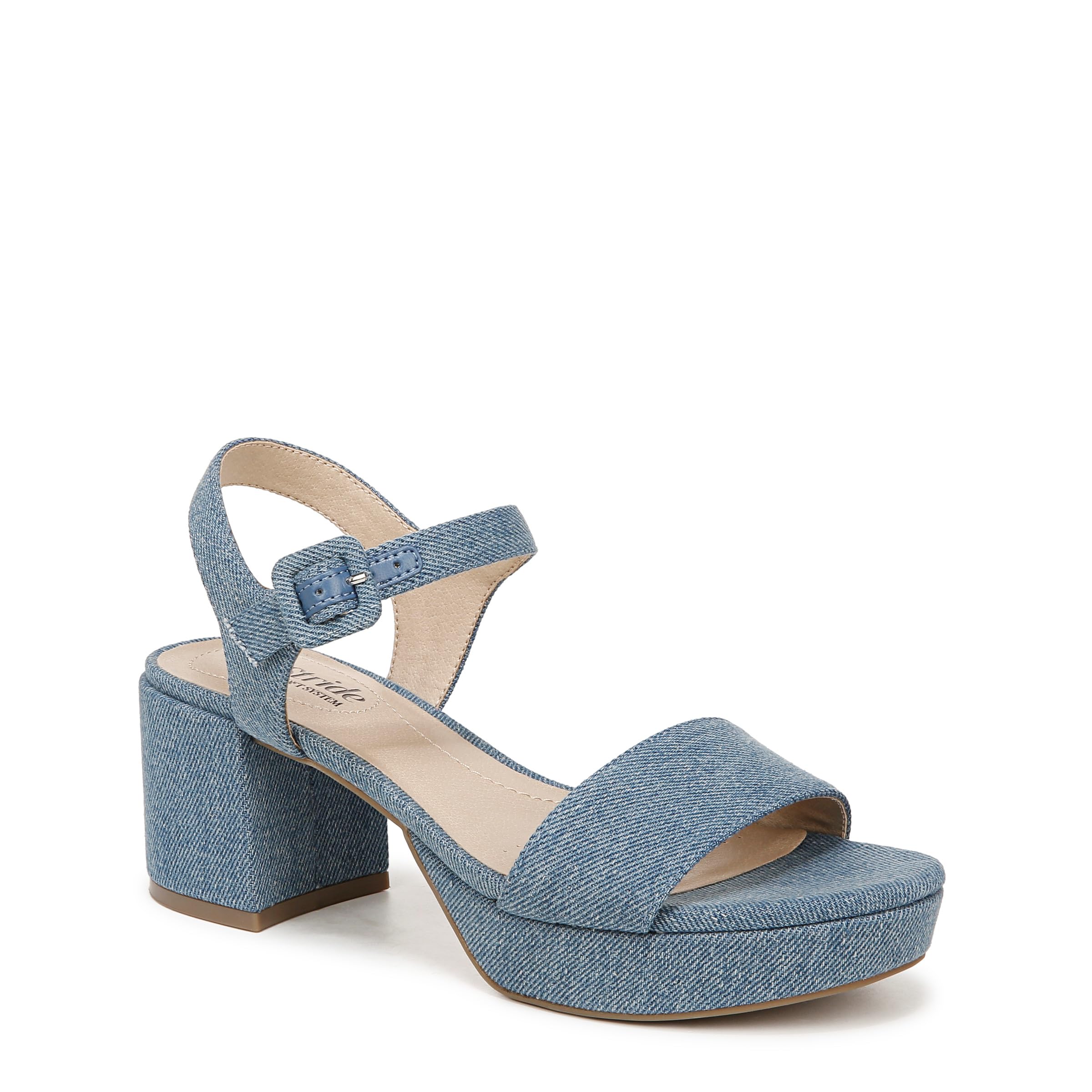 LifeStride Womens Rhythmn Platform Block Heel Sandals Denim Blue 8 W