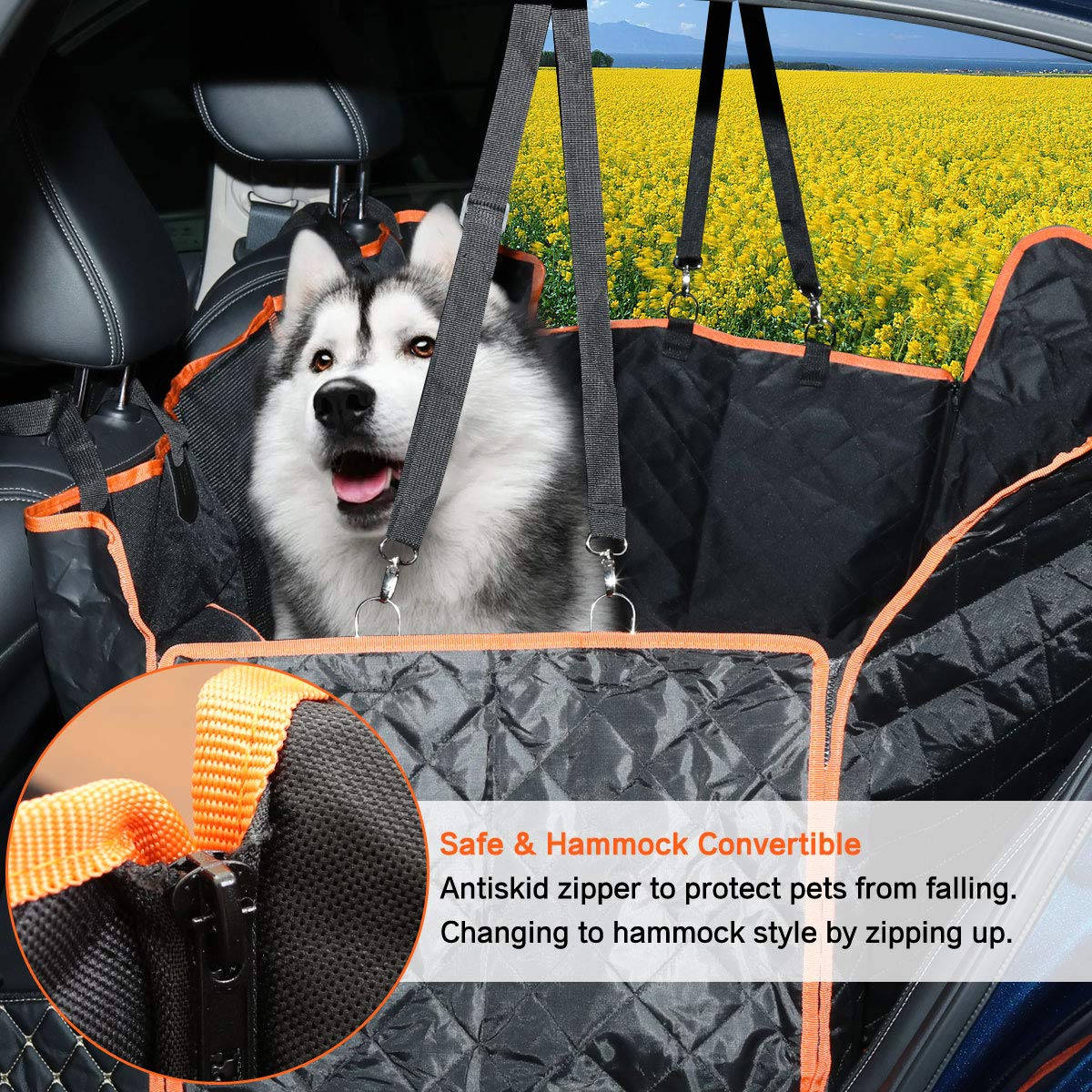 Wondesha Dog Seat Cover Car Seat Cover for Pets 100% Waterproof Pet Seat Cover Hammock Scratchproof Nonslip Durable Soft Pet Back Seat Covers with 2 Dog Seat Belts for Cars Trucks SUV Travel