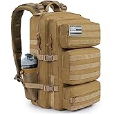 kookoomia Military Tactical Backpack 50L Large Day Backpack for Men Molle Army 3 Days Assault Pack Bug Out Bag Water Resistant and Heavy Duty Hiking Treeking Rucksack - Brown