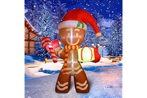 Kerithsoco 8FT Inflatable Gingerbread Man Outdoor Christmas Decoration,Built-in LED Lights Blow Up for Yard, Gardern, Lawn, Indoor Xmas Holiday