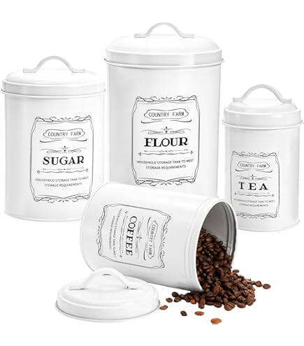 Worcester キャニスター　缶　tea /sugar イギリス　ティン缶 Amazon.com: Things2Die4 Set of 3 Antique Finished Metal Water
