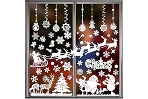 JMANNI Christmas Window Stickers 8 Sheets Window Sticker Decor Snowflakes Window Pictures for Doors, Shop Windows, Glass Fronts, Christmas Decoration Reusable (White)