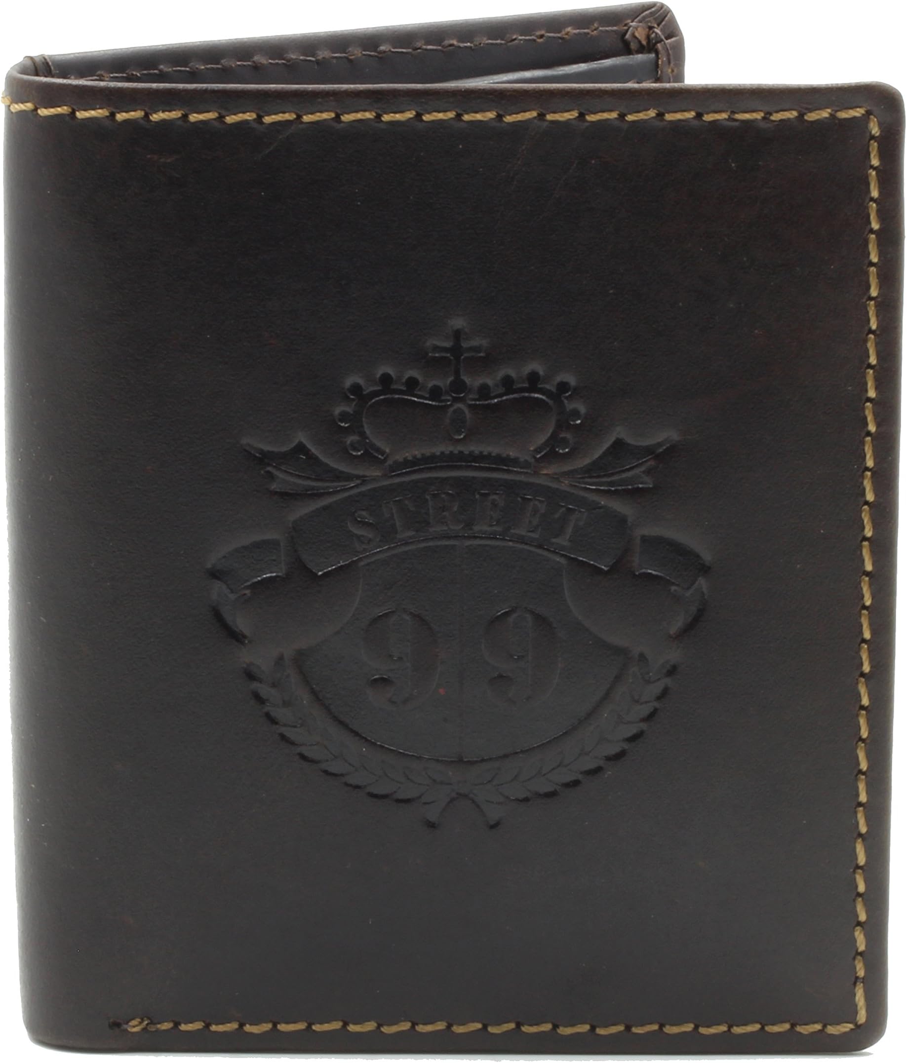 Mens Real Leather Billfold Credit Card Wallet with 6 Slots and 2 Slip-in Pockets - Brown