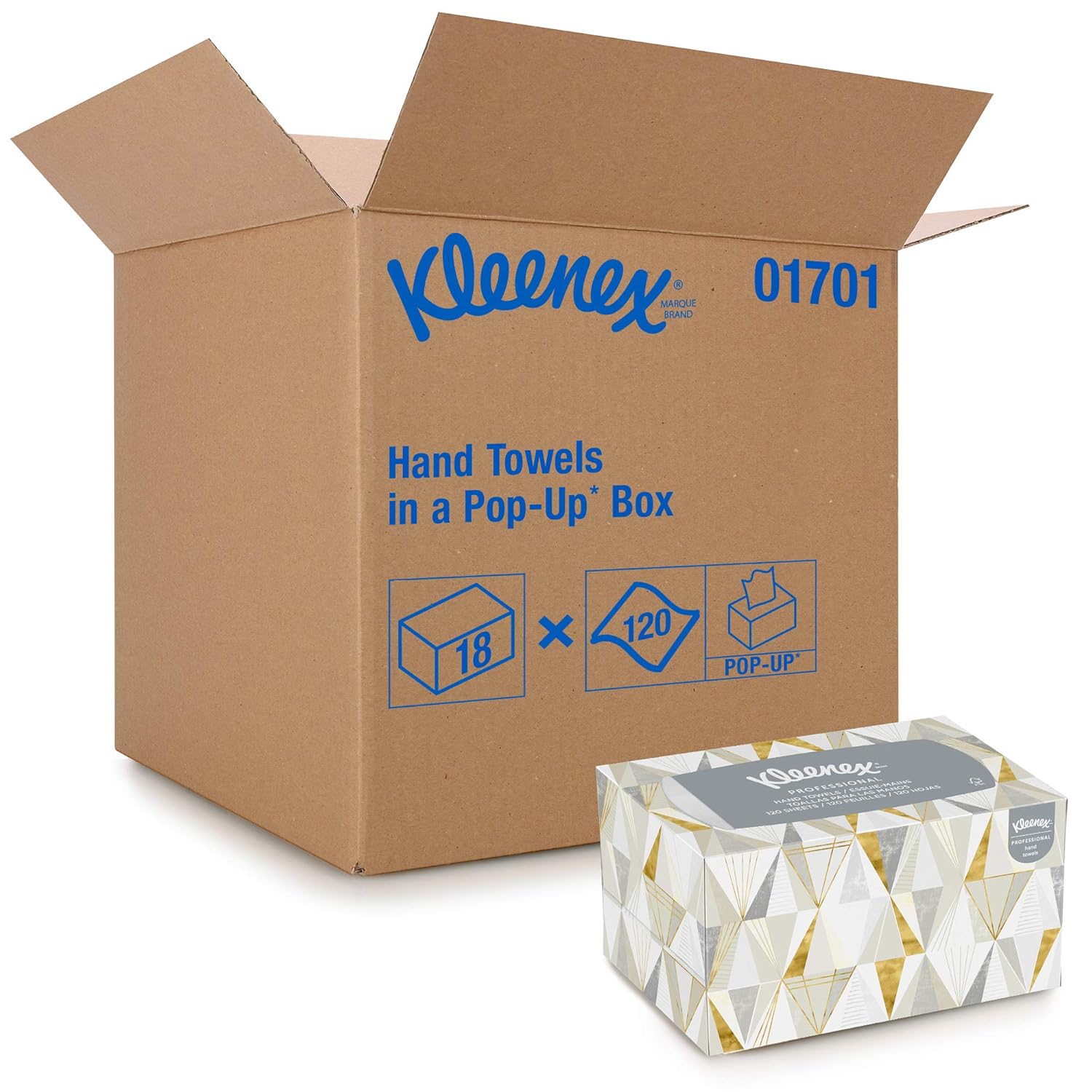 Kleenex Hand Towels with Premium Absorbency Pockets (01701), Hygienic Countertop Pop-Up Box, White, 120 Sheets / Carton, 18 Cartons / Case: Paper Towels: Industrial & Scientific