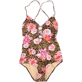 Victoria's Secret One-Piece Swimsuit, Leopard Floral Criss-Cross Tie, Small