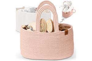 J&JOO 2-in-1 Baby Diaper Caddy Organizer, Water-Resistant Lining Protection, Easy Care, Basket for Changing Table or Dresser, Multi-Use, Newborn Baby Essentials