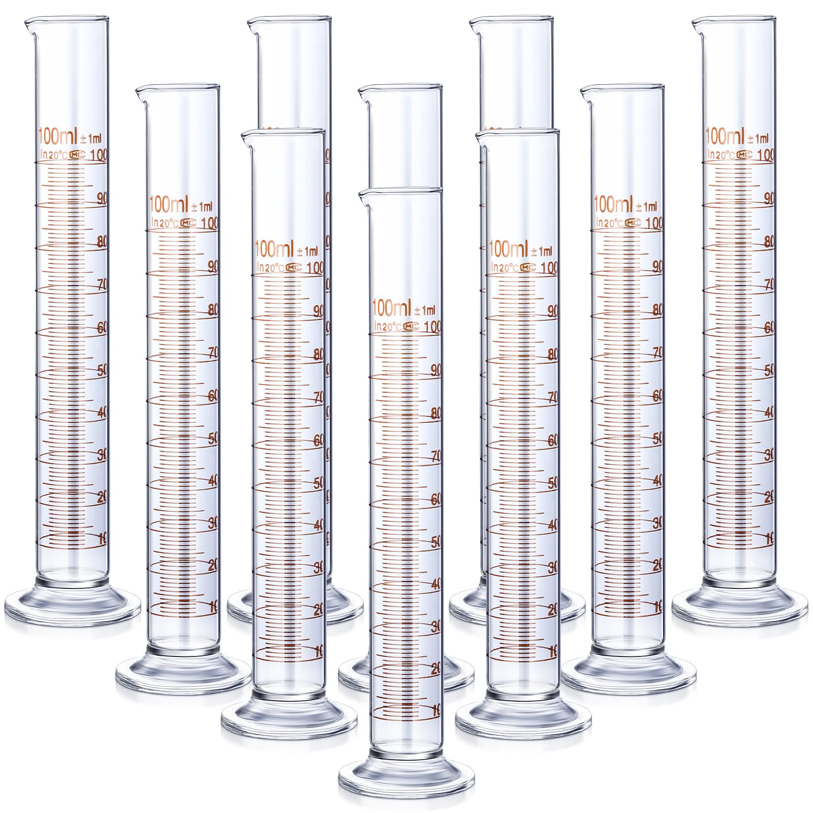 Copkim 10 Pcs Glass Graduated Cylinder Metric Scale
