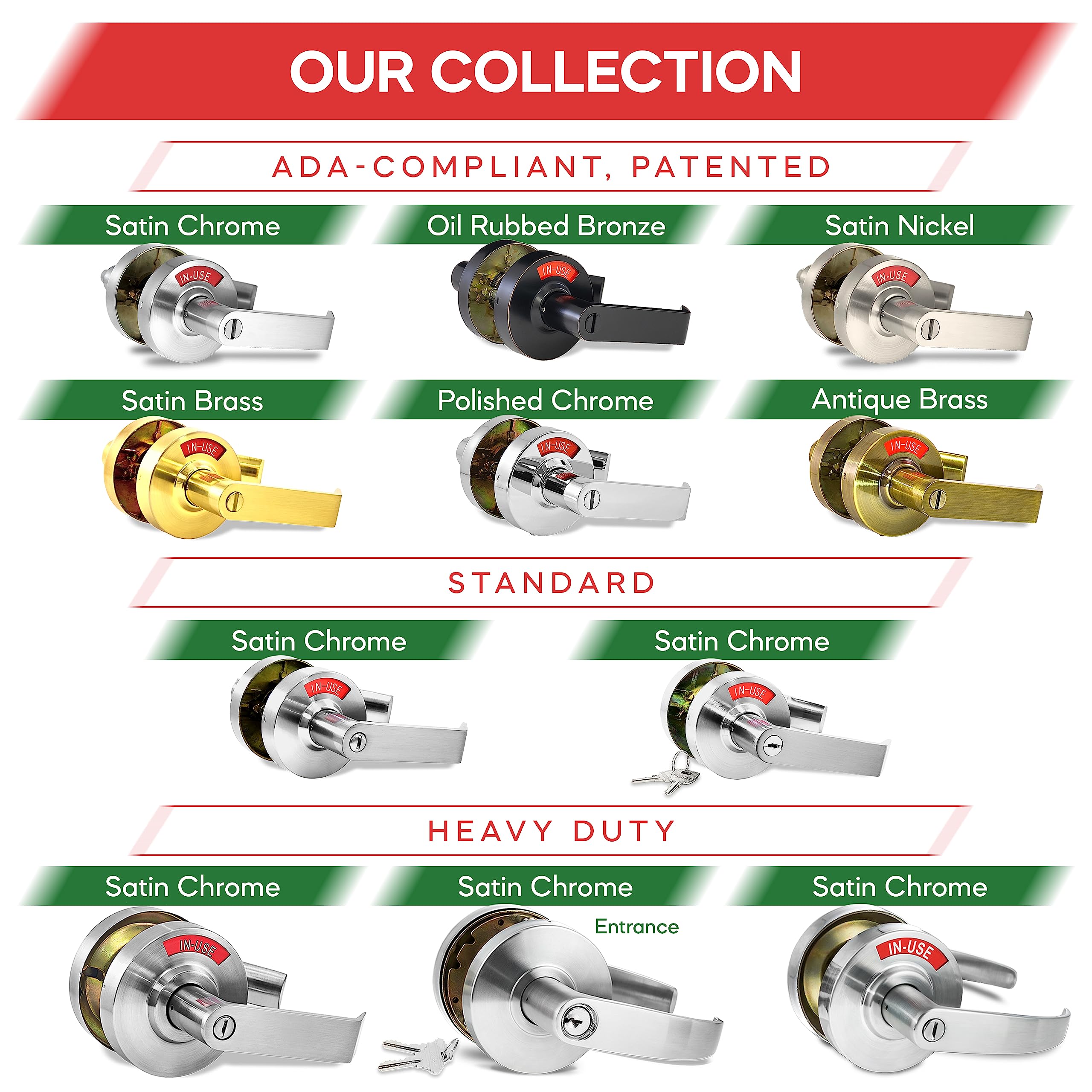 VIZILOK Privacy Indicator Lock With Keys C3FE, Large InUse Or Vacant