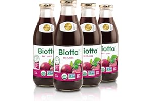 Biotta Organic Beet Juice - 100% Natural Beetroot Superfood - Helps Support Blood Pressure, Brain, Stamina & Energy - Natural Nitric Oxide & Potassium Booster - Gluten Free (32 Fl Oz, Pk of 4)