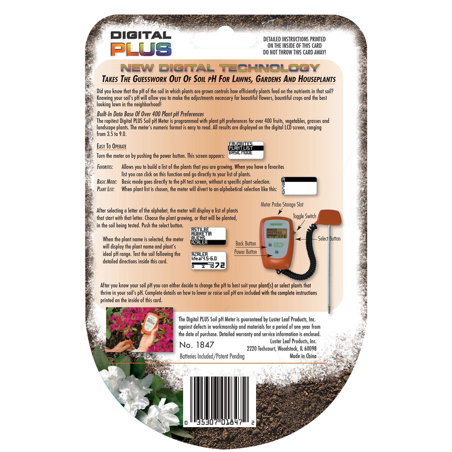 Patio Lawn Garden Luster Leaf Prod Inc 1847 Rapitest Digital
