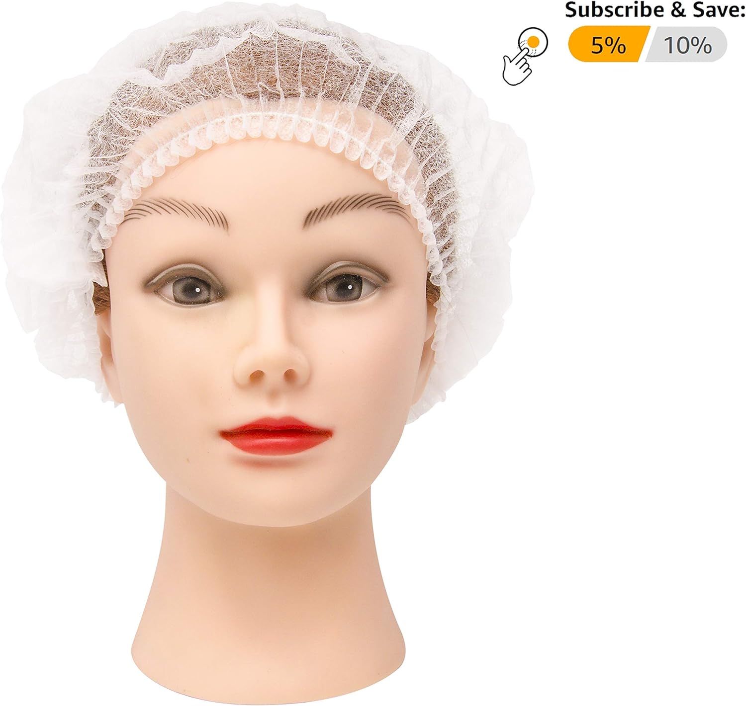 100 Pack White Mob Caps 21”. Hair Caps with elastic stretch band. Disposable Polypropylene Hats. Unisex Protective Hair Covers for food service. Breathable, Lightweight. Free size. Wholesale price.: Home Improvement