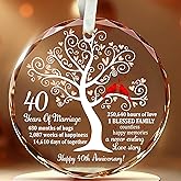 Bozspacer 40th Wedding Anniversary Glass Ornament – Ruby for Parents, Couple, Wife, Husband – Unique 40 Year Marriage Keepsake, Ruby Anniversary Christmas Decoration