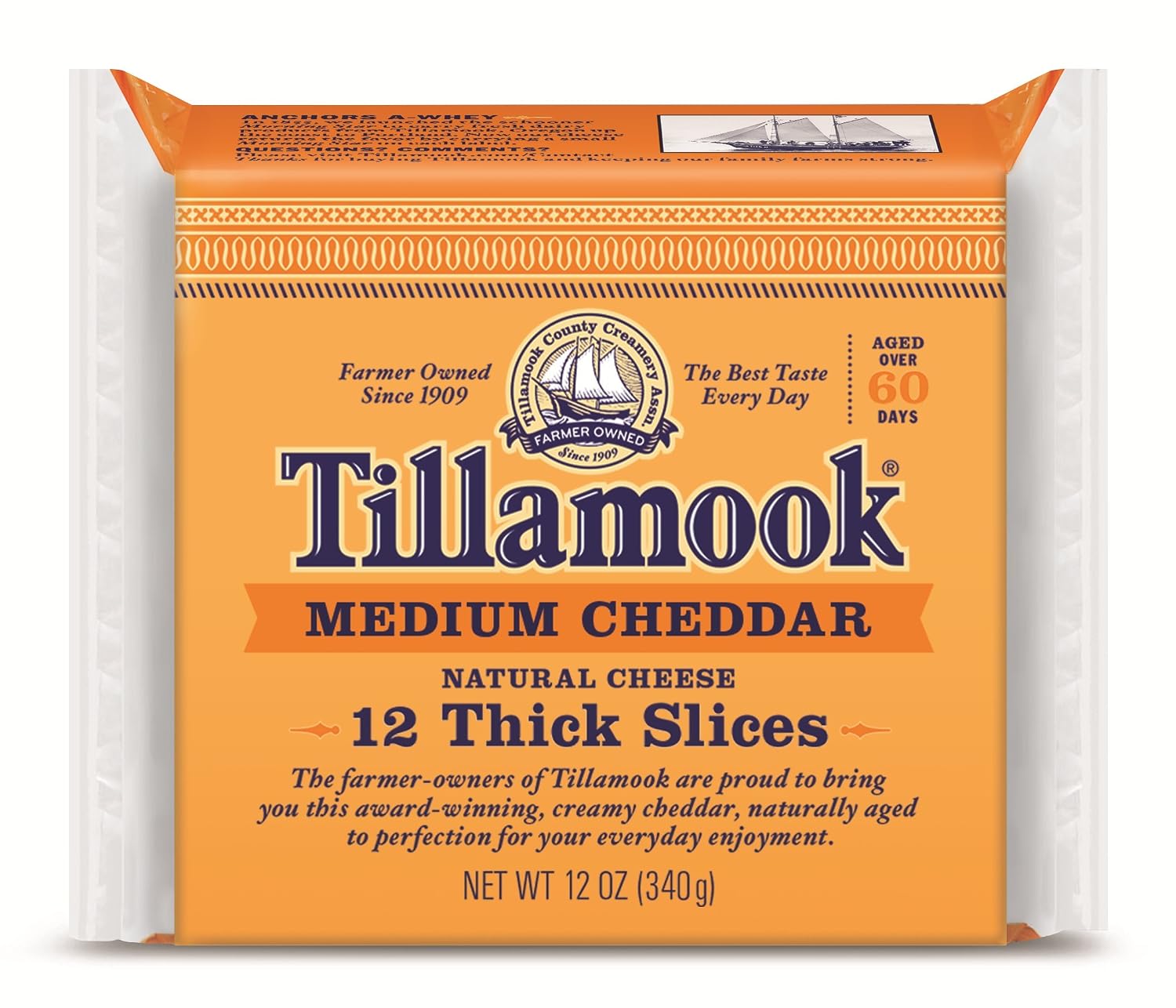 Tillamook Medium Cheddar Cheese Sliced 12 Oz Amazon Grocery