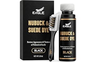Eagle Nubuck & Suede Dye Black with Applicator & 3-Way Suede Brush - Suede Color Restorer for Shoes, Boots, Jackets, Purses & More - Black Suede Dye & Conditioner