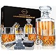 LIGHTEN LIFE Whiskey Decanter Set with Bar Accessories,Crystal Whiskey Decanter and Glass Set in Gift Box,Non-Lead Bourbon Decanter Set for Rum Scotch,Wedding Anniversary Birthday Gift for Men Him Dad
