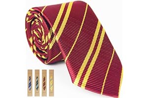 MISS FANTASY Cosplay Tie for Halloween Party, Unisex Adult & Kids Necktie Costume Accessory (Red and Gold)