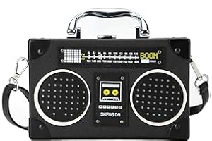 Ondeam Vintage Radio Shaped Bag,PU Elegant Evening Crossbody Handbag for Women