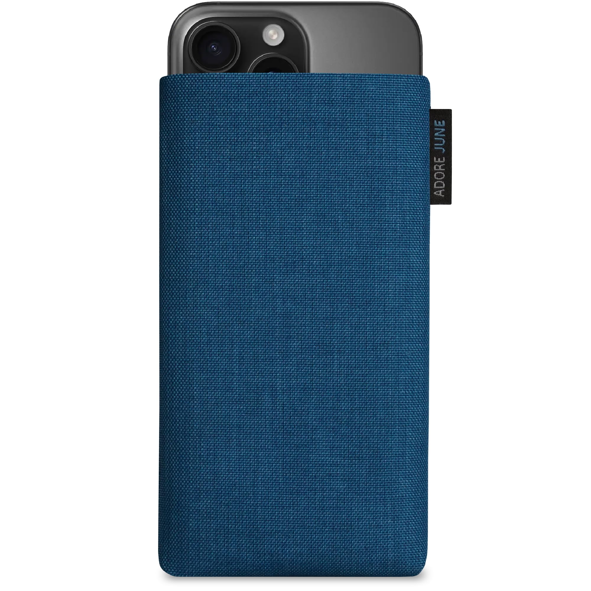 Adore June Classic Ocean Blue Case, Compatible with iPhone 16 Pro Max 2024, Mobile Phone Case Made of Durable Cordura Fabric with Display Cleaning Effect, Made in Europe