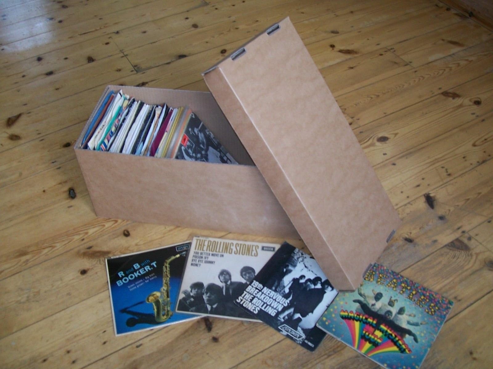 7" VINYL RECORD STORAGE BOX x1 BROWN HOLDS 2OO SINGLES!SUPER STRONG