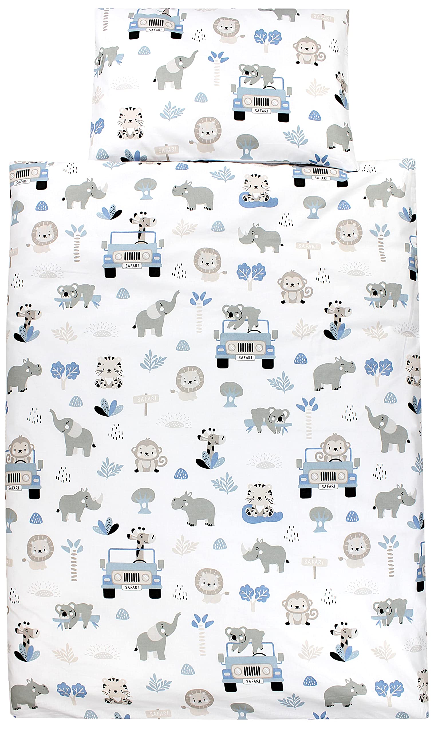 TupTam children's bedding set baby bedding duvet cover 100 x 135 120 x 90 pillowcase 40 x 60 boys girls 2-piece, Zoo Blue, 120x90 cm — image 1