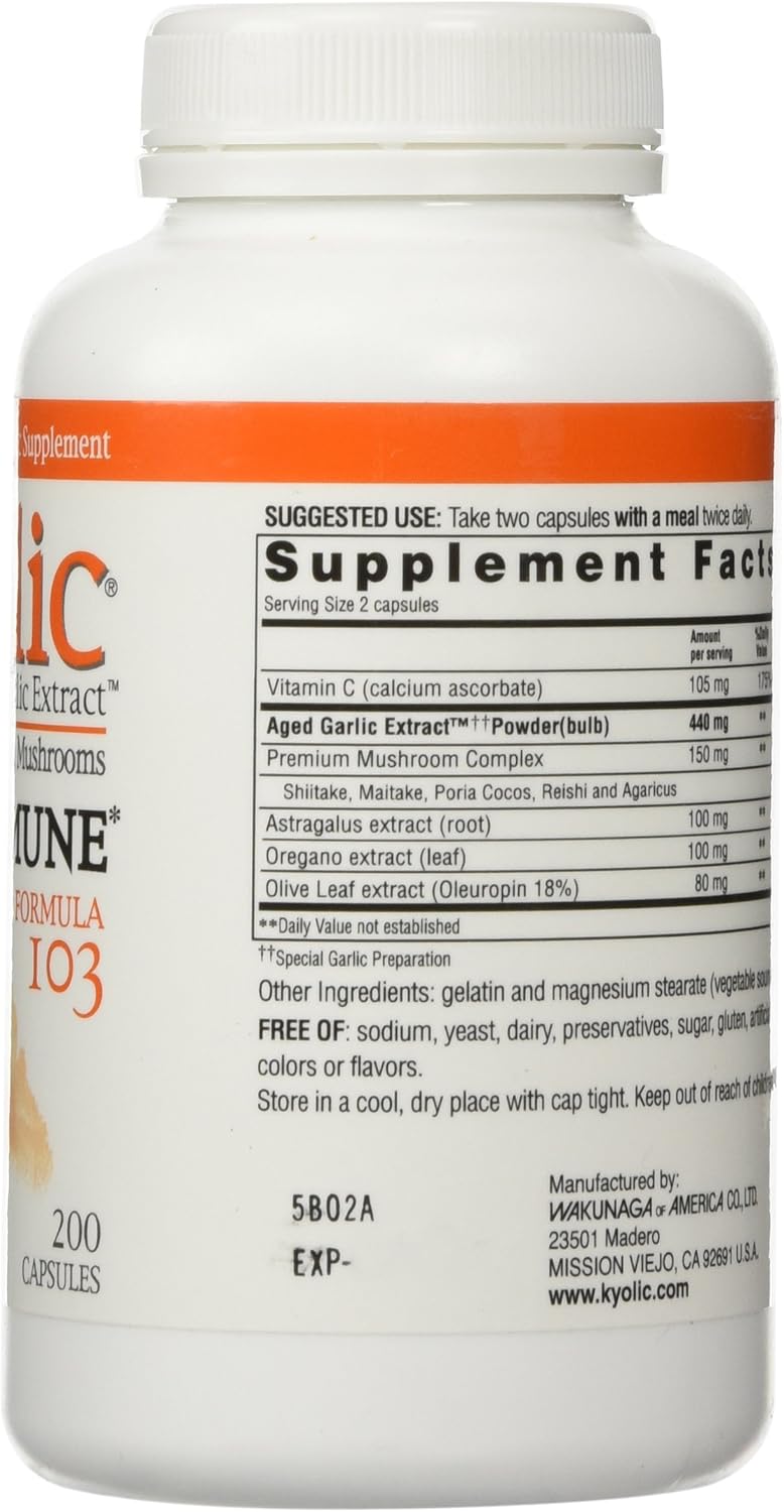 Kyolic Garlic Formula 103 Immune Formula (200 Capsules): Health & Personal Care