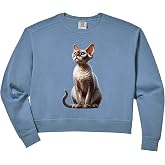 Womens Devon Rex Design Devon Rex Cat Comfort Colors Crop Sweatshirt