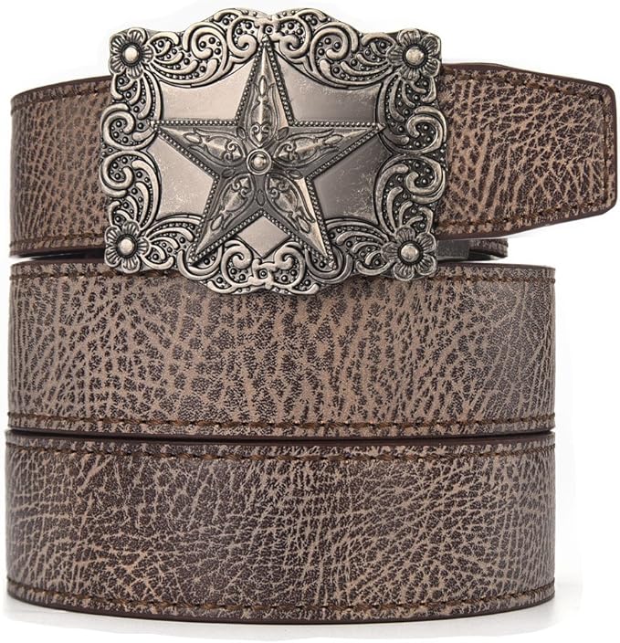 X XHtang Bull Western Cowboy Belt, Animal Buckle Ratchet Belt for men