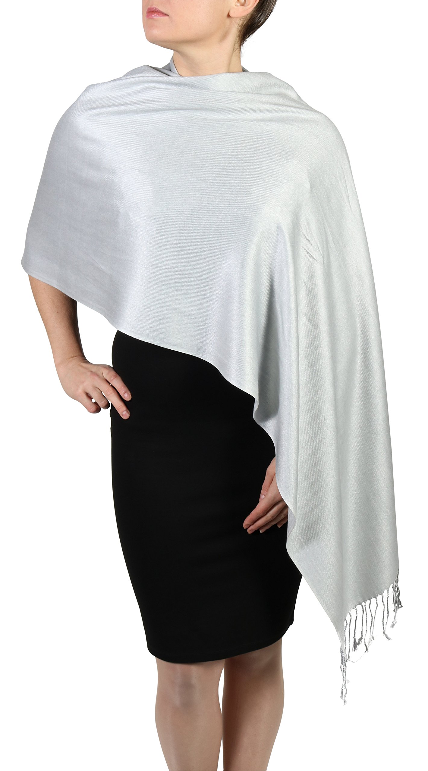 Pashmina Shawls and Wraps for Women - Ideal for Summer Weddings and Special Events - Silver