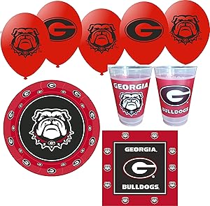 Westrick Georgia Bulldogs Party Supplies for 24 Guests - 91 Pieces