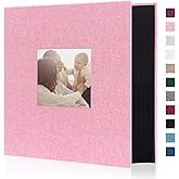 Artmag Fabric Photo Album 4x6 600 Large Capacity for Family Wedding Anniversary Linen Album Holds 600 Horizontal and Vertical Photos (600 Pockets, Pink)