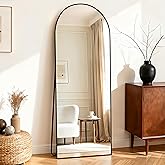 ZENOMIRRIS Arched Full Length Mirror 71"x26" - Floor Standing Body Mirror with Aluminum Frame,Leaning Hanging for Bedroom Cloakroom Living Room Black