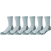 Amazon Essentials Men's Performance Cotton Moisture Control Socks, Athletic Crew, Breathable, 6 Pairs