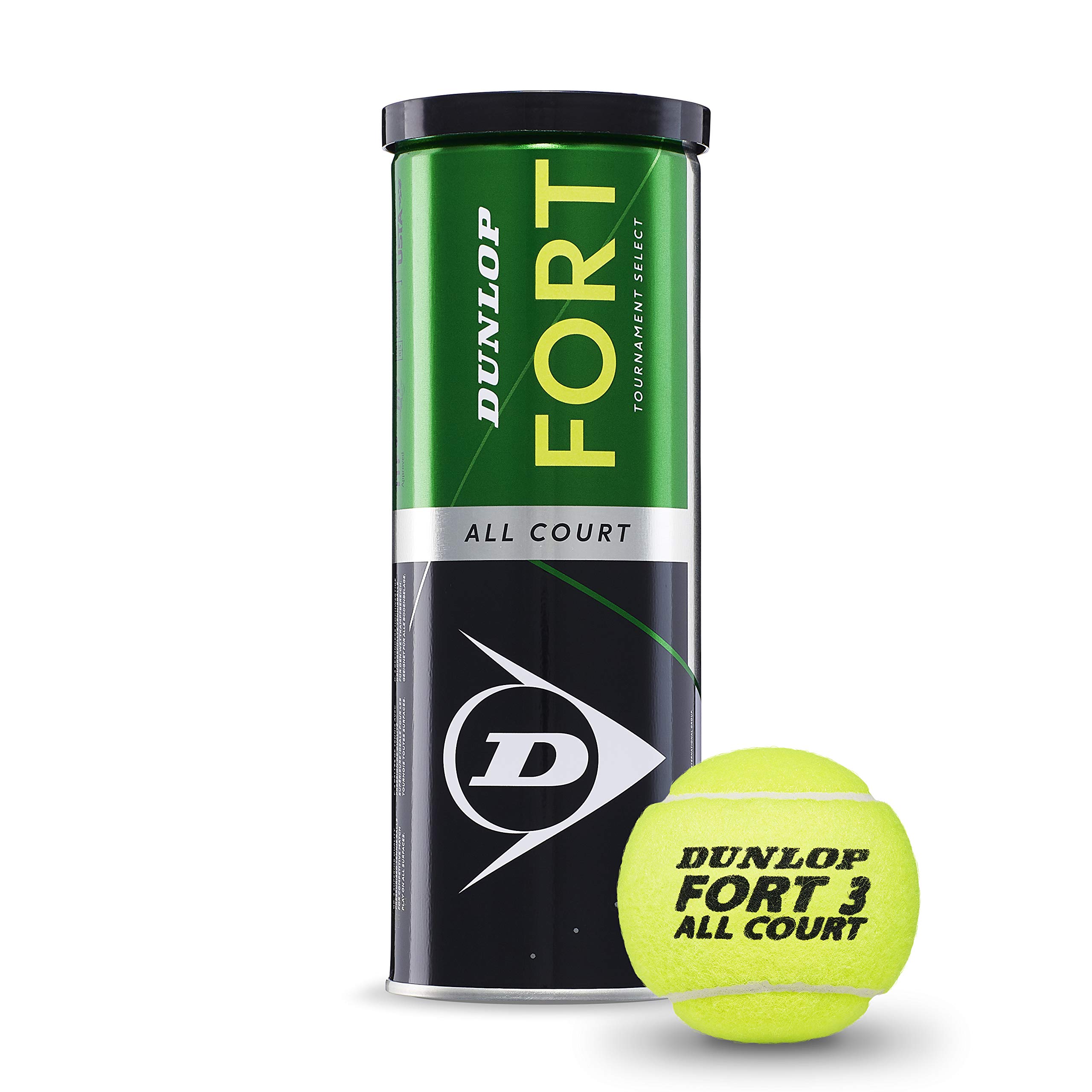 DUNLOP Tennis Ball Fort All Court TS - for Clay, Hard Court and Grass (1x3 Tin), Yellow