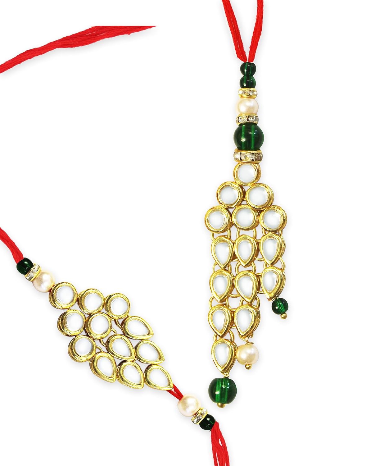karatcart goldplated kundan rakhi for brother and bhabhi