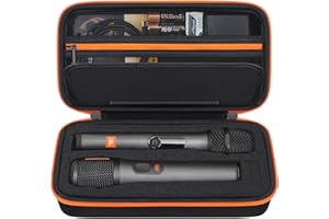 Canboc Microphone Case for JBL Wireless Two Microphone System/JBL PartyBox Wireless Mic with Dual-Channel Receiver, Mesh Pocket fit Receiver, Batteries, Cable and Adapter, Black (Case Only)