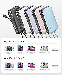 JOYFAR Portable Charger with Built-in USB-C Cable