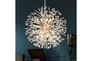 SineRise Modern Crystal Chandeliers Firework, Crystal Light Fixture, Dandelion Chandelier (12-Light, Gold) for Foyer Hallway Entryway Kitchen Bedroom