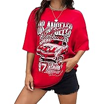 MSBESYOR Women Los Angeles Letter Racing Graphic Print
